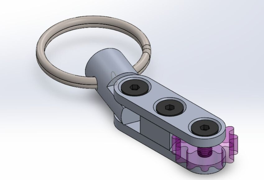 Mechanical Keychain Assembly: Four-component aluminum assembly
